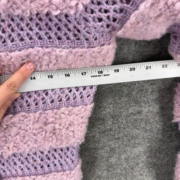 Giuliana Cardigan Women S Small Purple Striped Wool Knit Button Long Sleeve - Picture 5 of 7